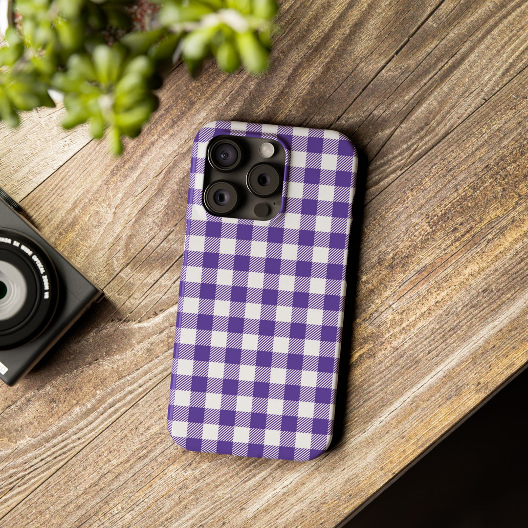 Slim Purple Gingham Gift for Her Cute Phone Cases for Iphone 16 Pro Max | iPhone 15 Case | iPhone 15 Pro Max Case, Iphone 14, 13, 12, 11, 10, 8, 7 - Studio40ParkLane