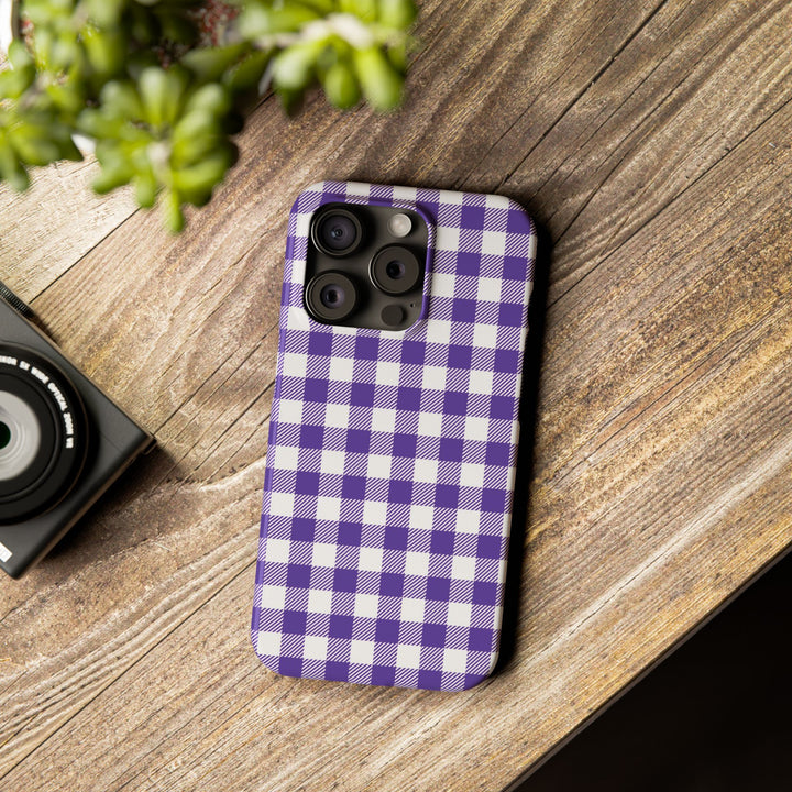 Slim Purple Gingham Gift for Her Cute Phone Cases for Iphone 16 Pro Max | iPhone 15 Case | iPhone 15 Pro Max Case, Iphone 14, 13, 12, 11, 10, 8, 7 - Studio40ParkLane