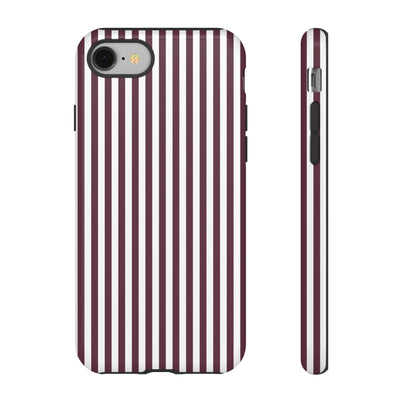 Tough Premium Burgundy Stripes Phone Case Gift for Her - For Apple iPhone 16 Pro Max 16e iPhone 15 Pro iPhone Iphone 14 Plus 13 Pro 12 SE XR - Studio40ParkLane