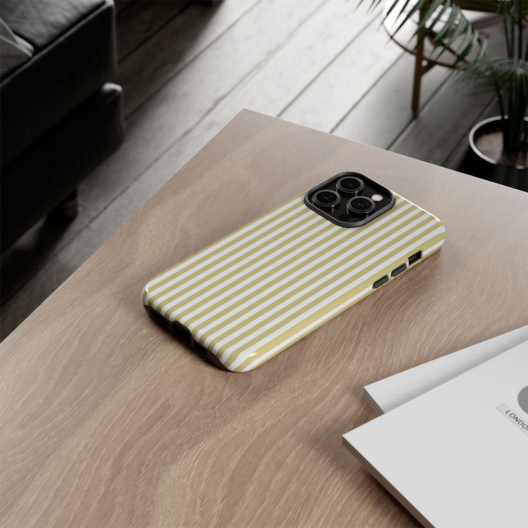 Tough Premium Soft Yellow Stripes Phone Case Gift for Her - For Apple iPhone 16 Pro Max 16e iPhone 15 Pro iPhone Iphone 14 Plus 13 Pro 12 SE XR - Studio40ParkLane