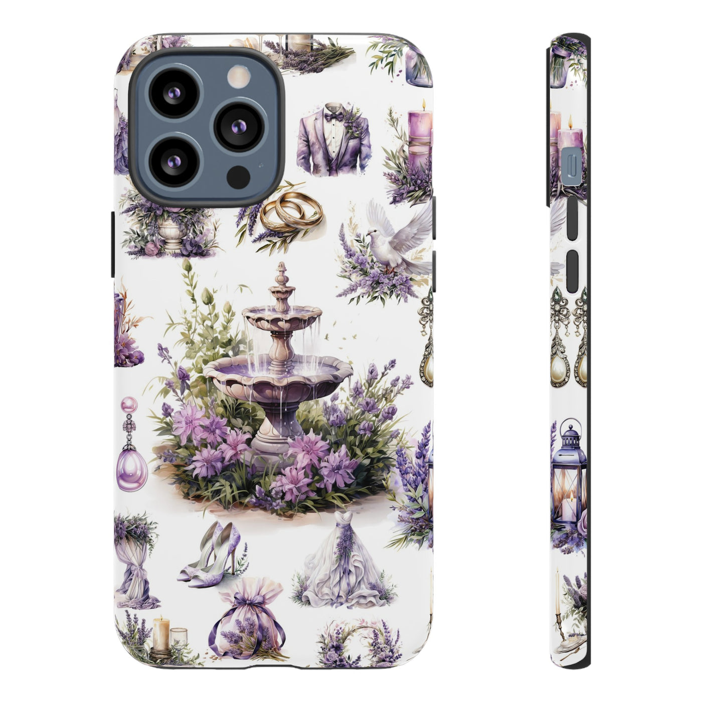 Impact Resistant, Lavender Wedding, Cute Phone Cases for Samsung S24, S23, S22, S21, IPhone 15 pro Iphone 14 pro Iphone 13 IPhone 12 Iphone 11