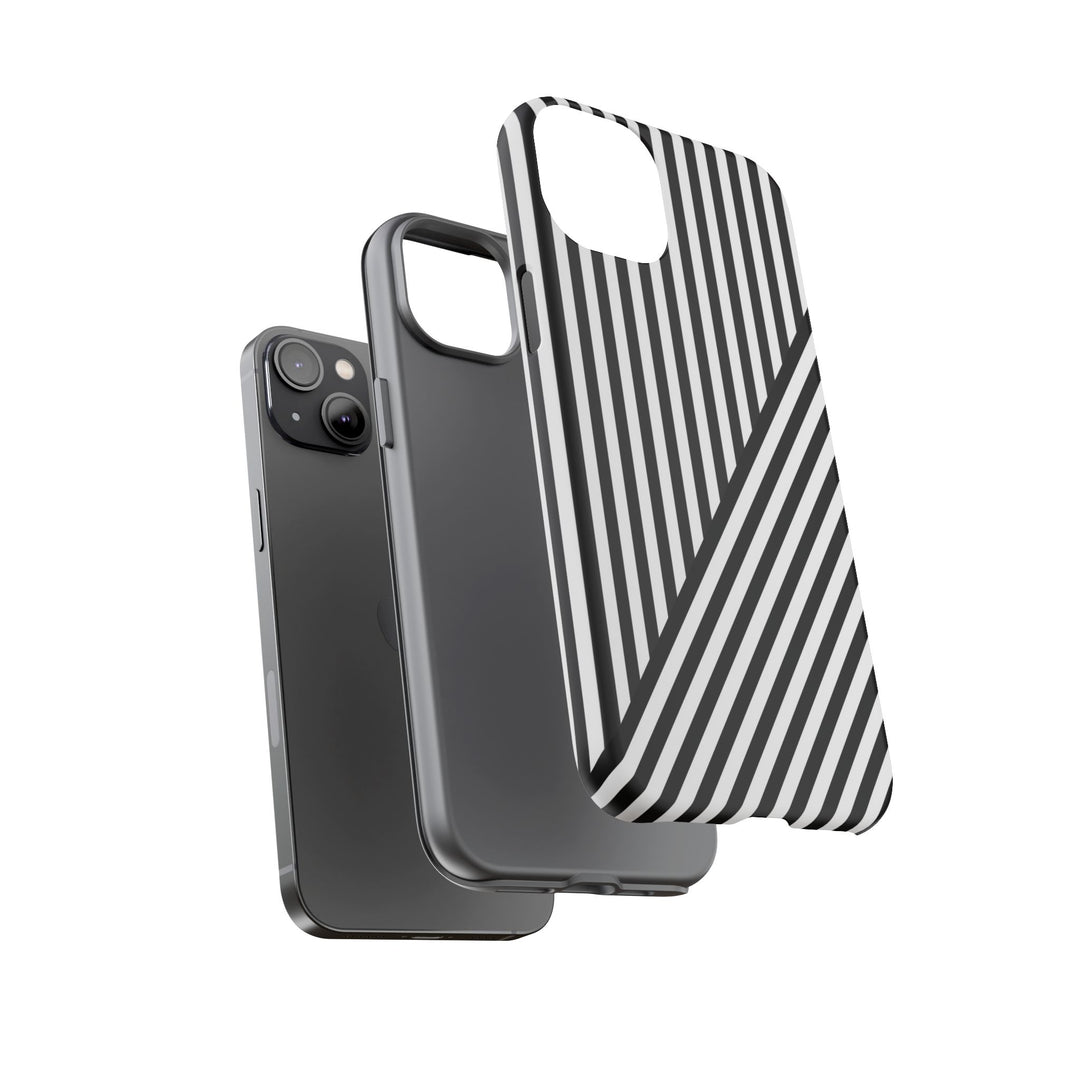 Aesthetic Tough Black White Stripes Phone Case - For iPhone 17 Pro Max iPhone 16 Pro iPhone 15 Iphone 14 Plus 13 Pro 12 11 10 XR - Studio40ParkLane