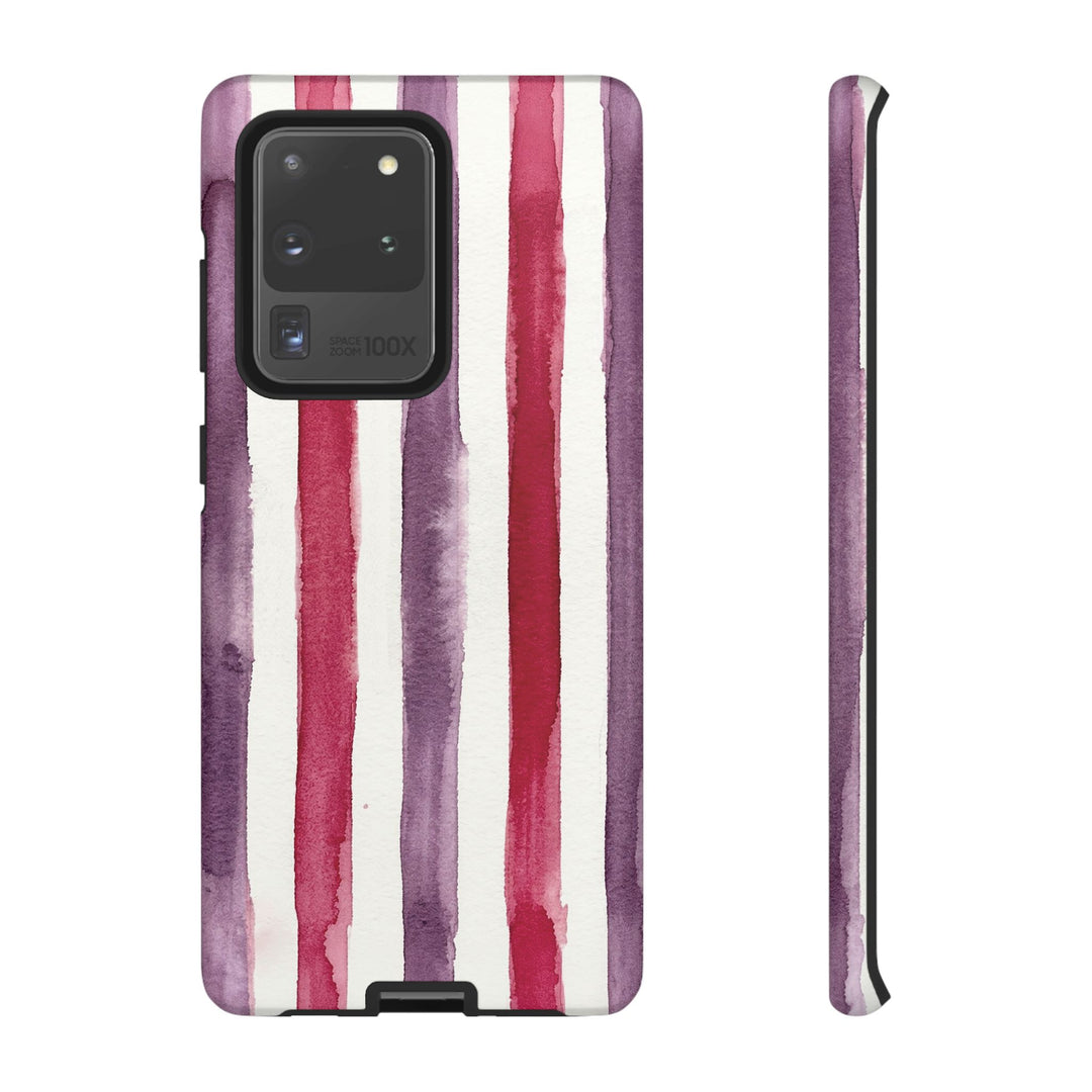 Tough Cute Wine Red Purple Stripes Phone Case, for IPhone 17 Pro Max | Iphone 17 Air, Iphone 16, IPhone 15, 14 13 12, Samsung Galaxy S26, S25, S24, S23 - Studio40ParkLane