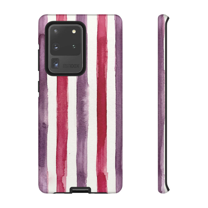 Tough Cute Wine Red Purple Stripes Phone Case, for IPhone 17 Pro Max | Iphone 17 Air, Iphone 16, IPhone 15, 14 13 12, Samsung Galaxy S26, S25, S24, S23 - Studio40ParkLane
