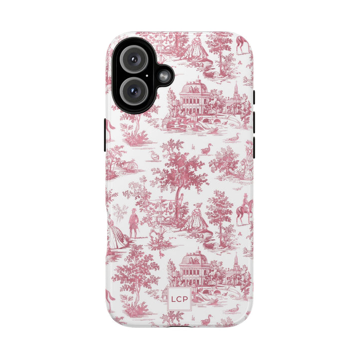 Personalized Custom French Toile Tough Cute Phone Case For Apple iPhone 18, 17, 16, 15 14, Pro Max, Samsung Galaxy S26, S25, S24 Plus Ultra