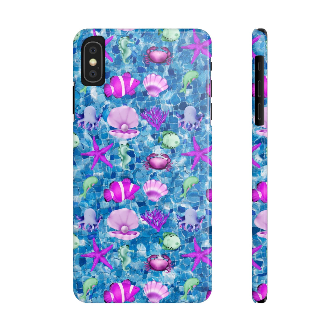 Slim Cute Phone Cases for Iphone - | iPhone 15 Case | iPhone 15 Pro Max Case, Iphone 14 Case, Iphone 14 Pro Max, Iphone 13, Blue Pink Under Sea - Studio40ParkLane