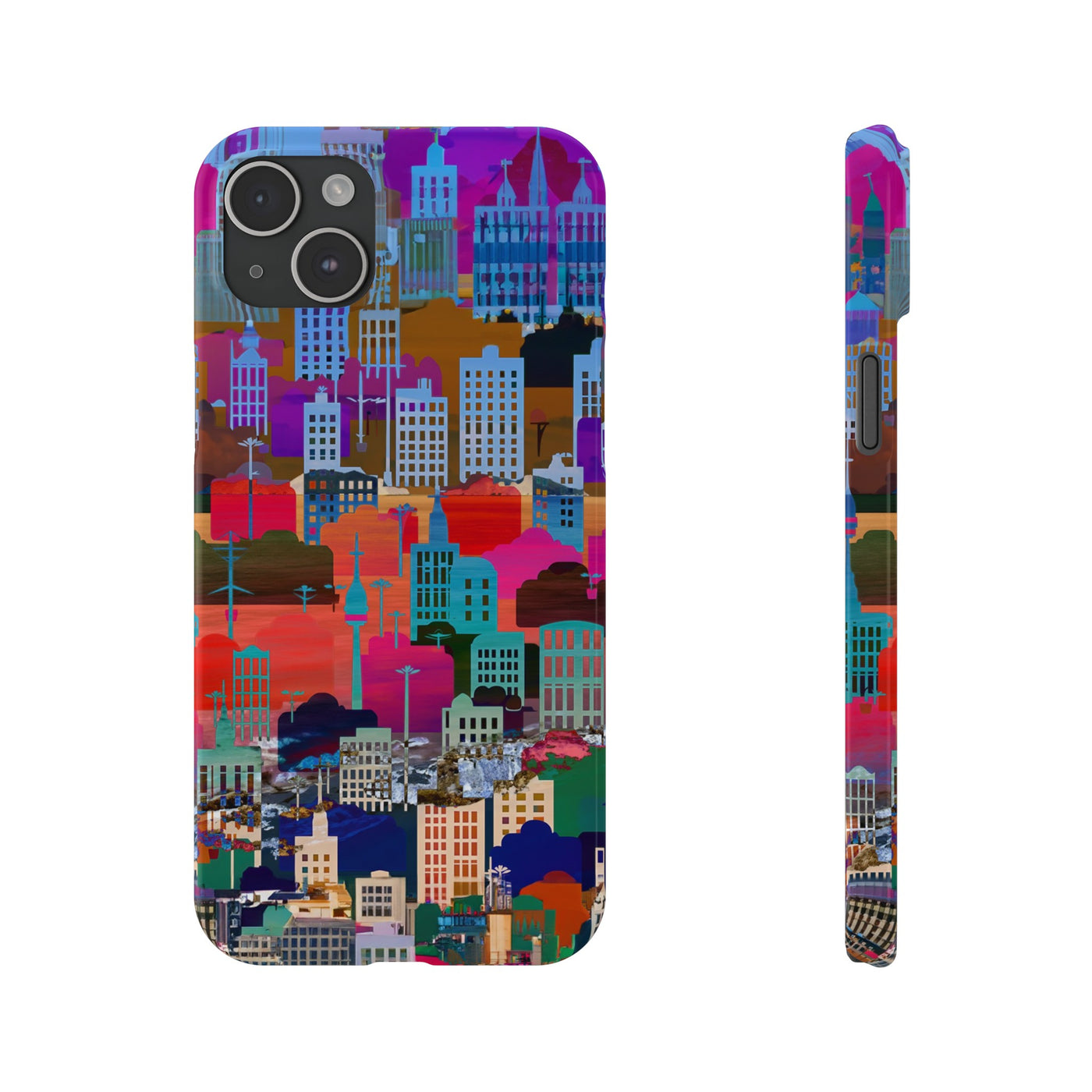 City Skyline Mosaic Slim Cute Phone Cases for Iphone | iPhone 15 Case | iPhone 15 Pro Max Case, Iphone 14, Iphone 14 Pro Max, Iphone 13, 12