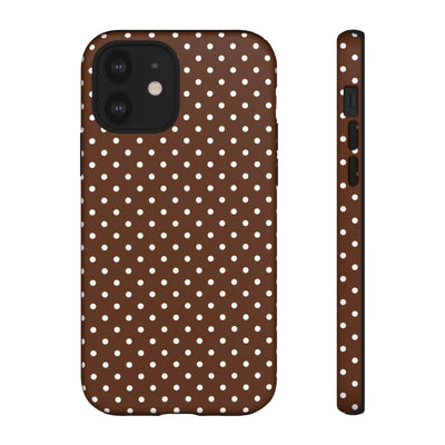 Aesthetic Tough Mocha Brown Polka Dots Premium Phone Case - For iPhone 17 Pro Max iPhone 16 Pro iPhone 15 Iphone 14 Plus 13 Pro 12 11 10 - Studio40ParkLane