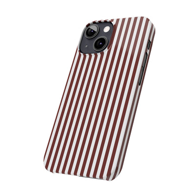 Slim Chocolate Brown Striped Cute Phone Case for Iphone 16 - | iPhone 15 Pro Max Case | iPhone 14 Case Iphone 13 12 11 10 9 8 7 Gift for Her - Studio40ParkLane