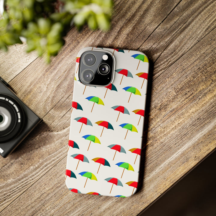 Slim Cute Phone Cases for Iphone - | iPhone 15 Case | iPhone 15 Pro Max Case, Iphone 14 Case, Iphone 14 Pro Max, Iphone 13, Colorful Beach Parasol - Studio40ParkLane