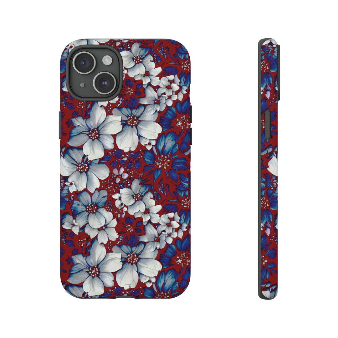Cute IPhone Case | Red Blue Flowers, iPhone 15 Case | iPhone 15 Pro Case, Iphone 14 Case, Iphone 14 Pro Max Case, Protective Iphone Case - Studio40ParkLane