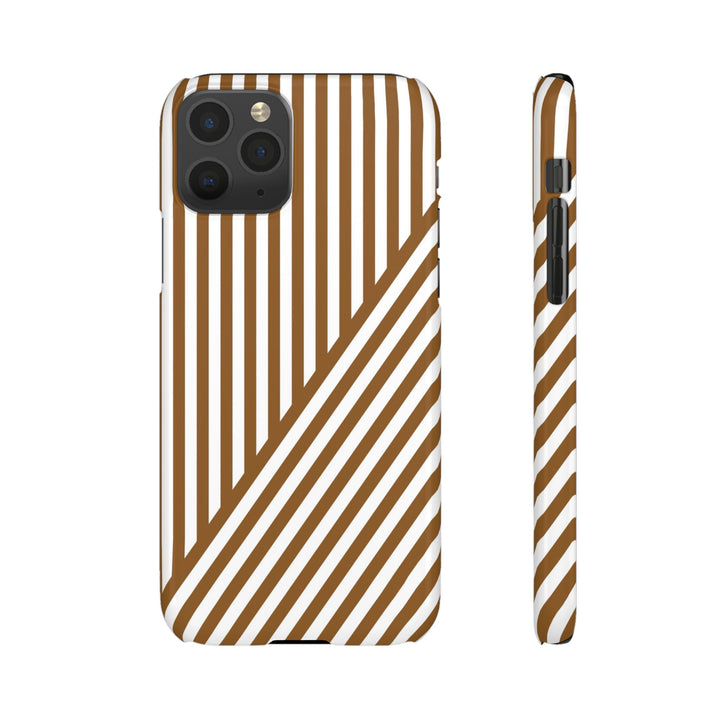 Aesthetic Mocha Brown Stripes Cute Phone Case Sleek Snap - For iPhone 17 Pro Max iPhone 16 Pro iPhone 15 Iphone 14 Plus 13 Pro 12 11 10 Gift - Studio40ParkLane