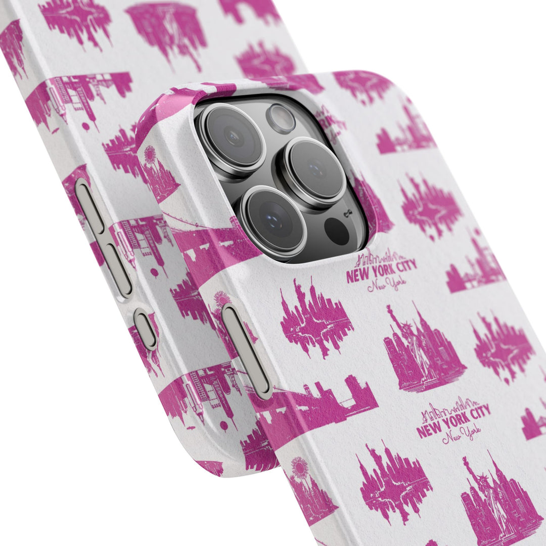 Slim New York Skyline Pink Collage Coquette Gift for Her Cute Phone Cases for Iphone 16 Pro Max | iPhone 15 Case | iPhone 15 Pro Max Case, Iphone 14, Iphone 14 Pro Max, Iphone 13 12 11 8 7 - Studio40ParkLane