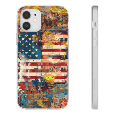 Cute Flexi Phone Cases, US Flag Abstract, Compatible with Samsung Galaxy S23, Samsung S22, Samsung S21, Samsung S20, Galaxy S20 Ultra