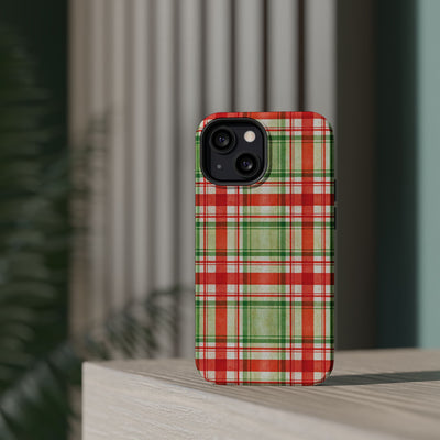 Aesthetic Tough Magsafe Red Green Checkered Phone Case - For iPhone 17 Pro Max iPhone 16 Pro iPhone 15 Iphone 14 Plus 13 Pro 12 11 10 - Studio40ParkLane