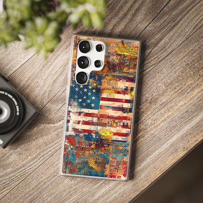 Cute Flexi Phone Cases, US Flag Abstract, Compatible with Samsung Galaxy S23, Samsung S22, Samsung S21, Samsung S20, Galaxy S20 Ultra