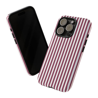 Tough Premium Old Claret Stripes Phone Case Gift for Her - For Apple iPhone 16 Pro Max 16e iPhone 15 Pro iPhone Iphone 14 Plus 13 Pro 12 SE XR - Studio40ParkLane