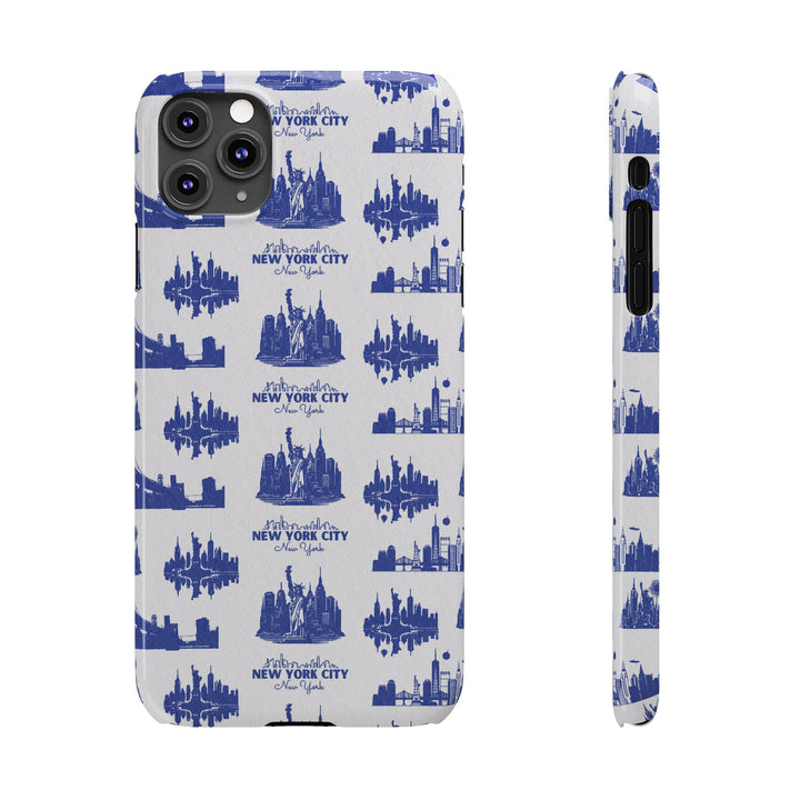 Slim New York Skyline Blue Collage Coquette Gift for Her Cute Phone Cases for Iphone 16 Pro Max | iPhone 15 Case | iPhone 15 Pro Max Case, Iphone 14, Iphone 14 Pro Max, Iphone 13 12 11 8 7 - Studio40ParkLane