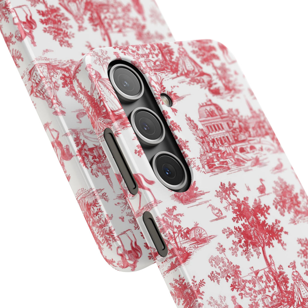 Snap French Toile Personalized Initial Custom Gift for Her Cute Phone Cases for Samsung S24, S23, S22, S21, S20, Plus and Ultra and Iphone, 16, 15, 14, 13, 12, 11. 10 - Studio40ParkLane