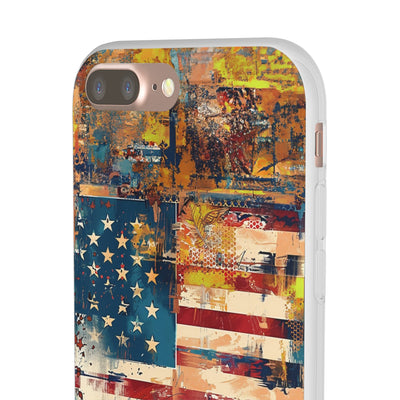 Cute Flexi Phone Cases, US Flag Abstract, Compatible with Samsung Galaxy S23, Samsung S22, Samsung S21, Samsung S20, Galaxy S20 Ultra