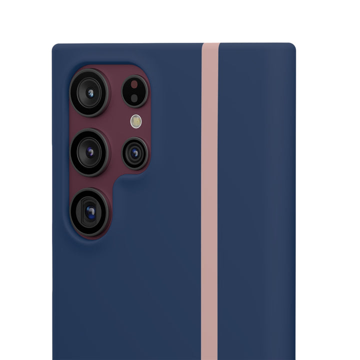 Sleek Navy Blue Pink Stripe Snap Phone Case for iPhone 18 17 16 15 14 13 Pro Max, Samsung Galaxy S26 S25 Ultra Lightweight Cute Phone Case - Studio40ParkLane