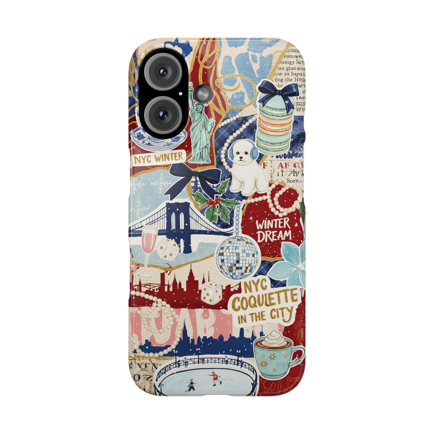 Slim New York Winter Coquette Collage Cute Phone Case for Iphone 16 - | iPhone 15 Pro Max Case | iPhone 14 Case Iphone 13 12 11 10 9 8 7 X - Studio40ParkLane