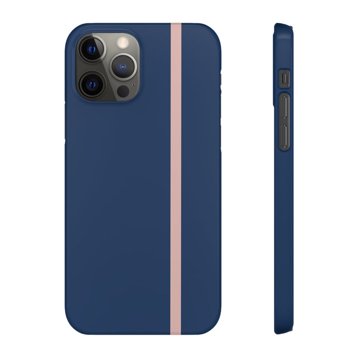 Sleek Navy Blue Pink Stripe Snap Phone Case for iPhone 18 17 16 15 14 13 Pro Max, Samsung Galaxy S26 S25 Ultra Lightweight Cute Phone Case - Studio40ParkLane