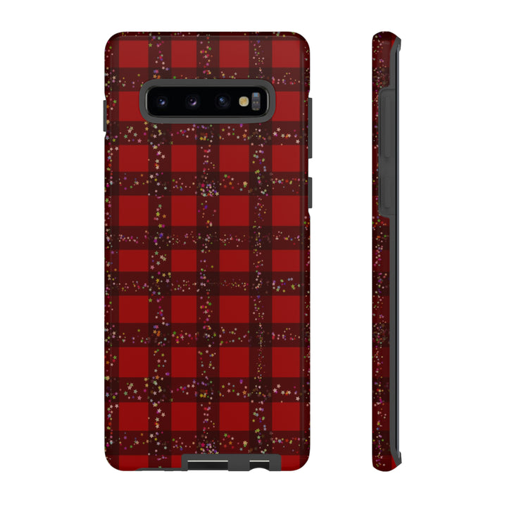 Samsung Phone Cases, Designer Samsung Galaxy S23 Phone Case, Samsung S22 Case, Samsung S21 Case, Samsung S20 Case, Red Festive Plaid - Studio40ParkLane
