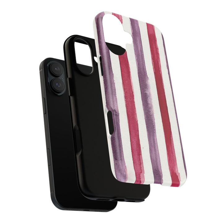 Tough Cute Wine Red Purple Stripes Phone Case, for IPhone 17 Pro Max | Iphone 17 Air, Iphone 16, IPhone 15, 14 13 12, Samsung Galaxy S26, S25, S24, S23 - Studio40ParkLane
