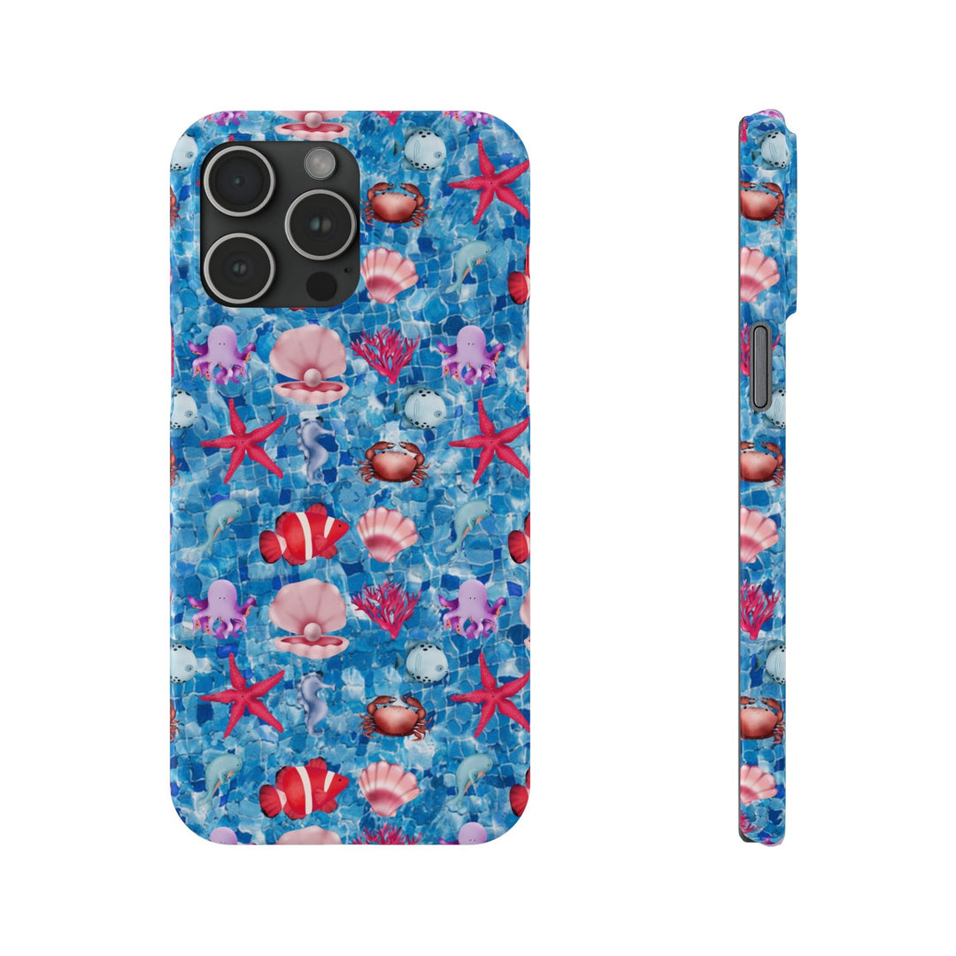 Slim Cute Phone Cases for Iphone - | iPhone 15 Case | iPhone 15 Pro Max Case, Iphone 14 Case, Iphone 14 Pro Max, Iphone 13, Blue Red Under Sea - Studio40ParkLane