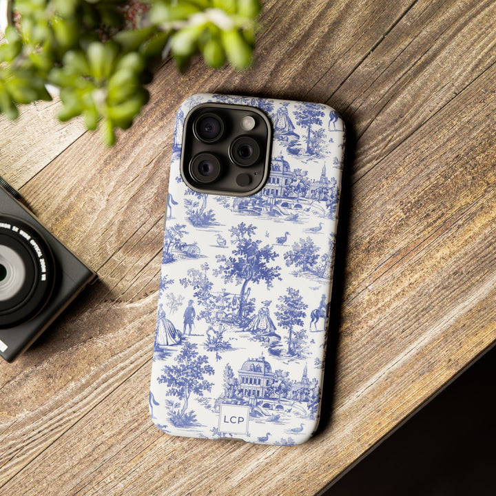 Personalized Custom French Toile Tough Cute Phone Case For Apple iPhone 18, 17, 16, 15 14, Pro Max, Samsung Galaxy S26, S25, S24 Plus Ultra