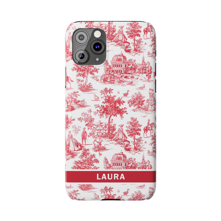 Slim French Toile Personalized Initial Custom Gift for Her Cute Phone Cases for Iphone 16 Pro Max | iPhone 15 Case | iPhone 15 Pro Max Case, Iphone 14, 13, 12, 11, 10, 8, 7 - Studio40ParkLane
