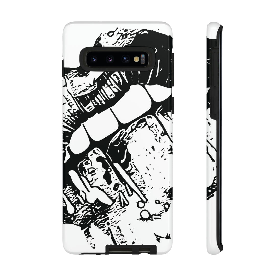 Cute Samsung Phone Case | Aesthetic Samsung Phone Case | Smile Lips Black White | Galaxy S23, S22, S21, S20 | Luxury Double Layer | Cool - Studio40ParkLane