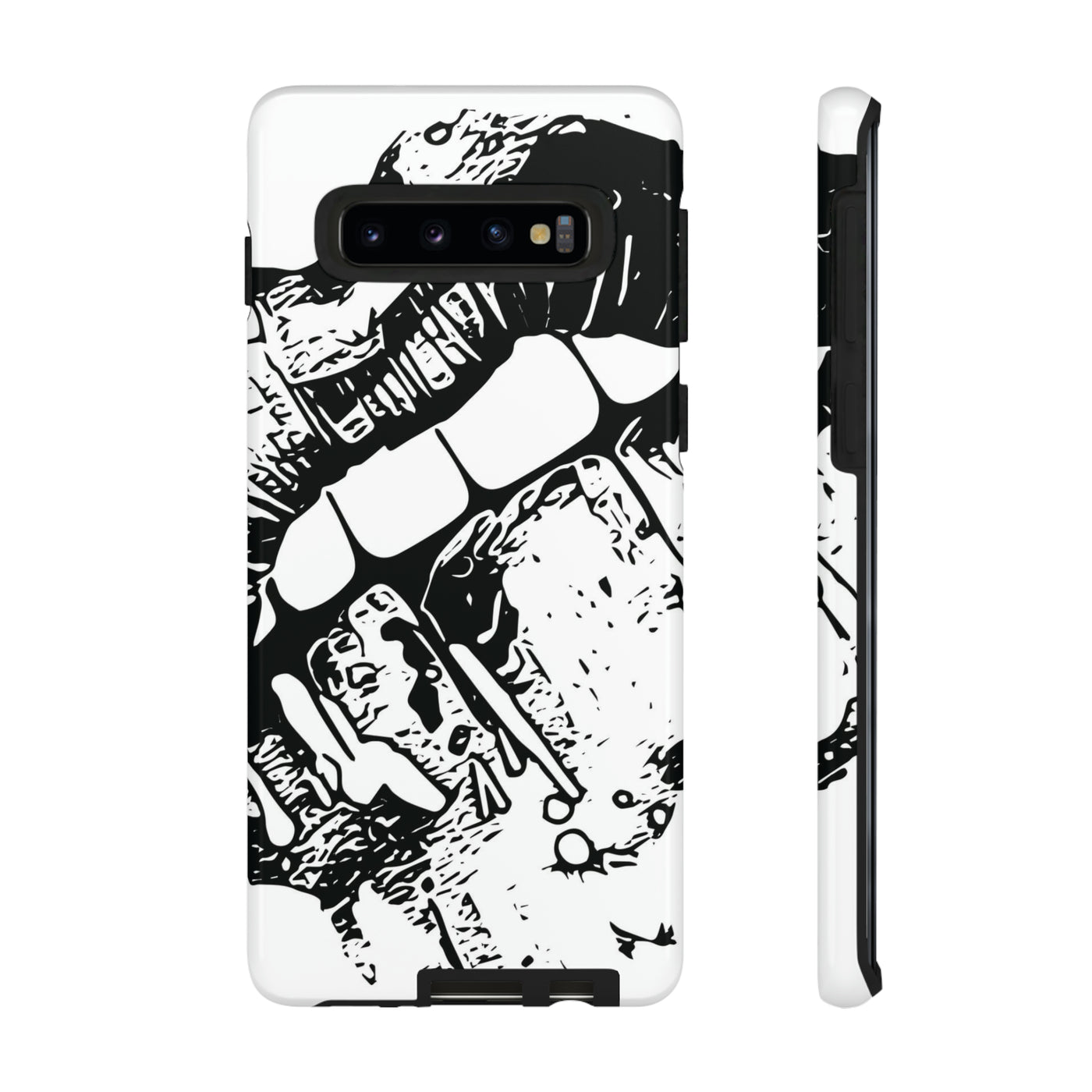 Cute Samsung Phone Case | Aesthetic Samsung Phone Case | Smile Lips Black White | Galaxy S23, S22, S21, S20 | Luxury Double Layer | Cool