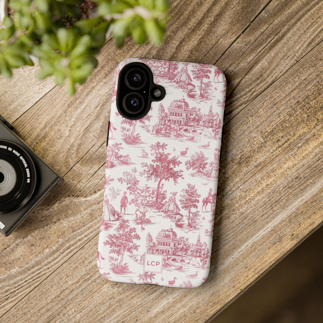 Personalized Custom French Toile Tough Cute Phone Case For Apple iPhone 18, 17, 16, 15 14, Pro Max, Samsung Galaxy S26, S25, S24 Plus Ultra