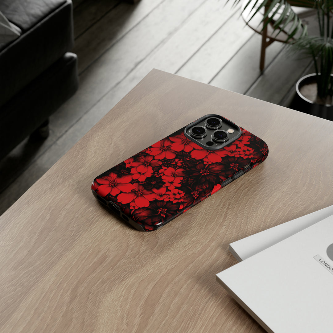 Cute IPhone Case | Red Black Flowers, iPhone 15 Case | iPhone 15 Pro Case, Iphone 14 Case, Iphone 14 Pro Max Case, Protective Iphone Case - Studio40ParkLane