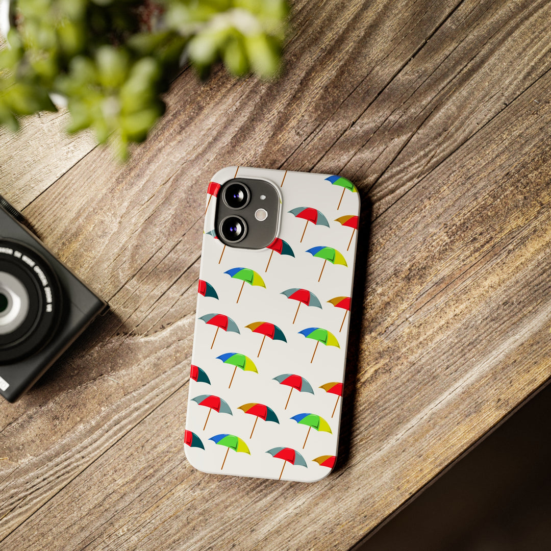 Slim Cute Phone Cases for Iphone - | iPhone 15 Case | iPhone 15 Pro Max Case, Iphone 14 Case, Iphone 14 Pro Max, Iphone 13, Colorful Beach Parasol - Studio40ParkLane