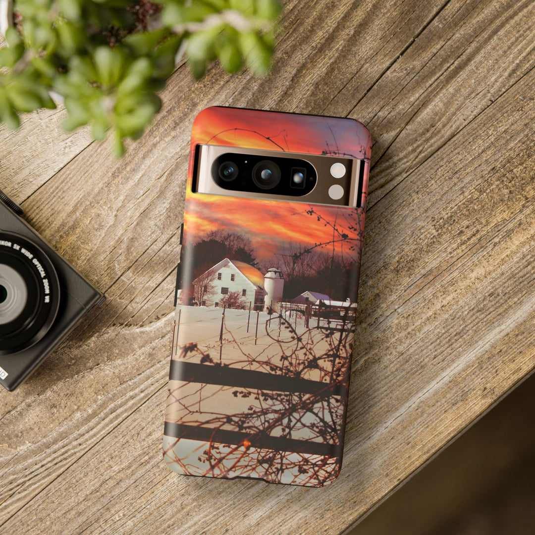 Impact Resistant, Winter Sunset Cute Phone Cases for Samsung S24, S23, S22, S21, IPhone 15 pro Iphone 14 pro Iphone 13 IPhone 12 Iphone 11 - Studio40ParkLane