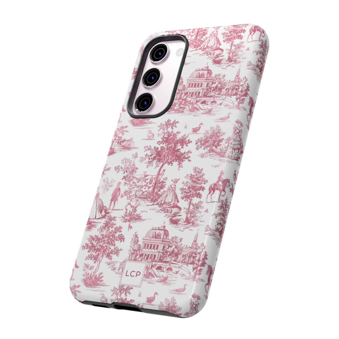 Personalized Custom French Toile Tough Cute Phone Case For Apple iPhone 18, 17, 16, 15 14, Pro Max, Samsung Galaxy S26, S25, S24 Plus Ultra