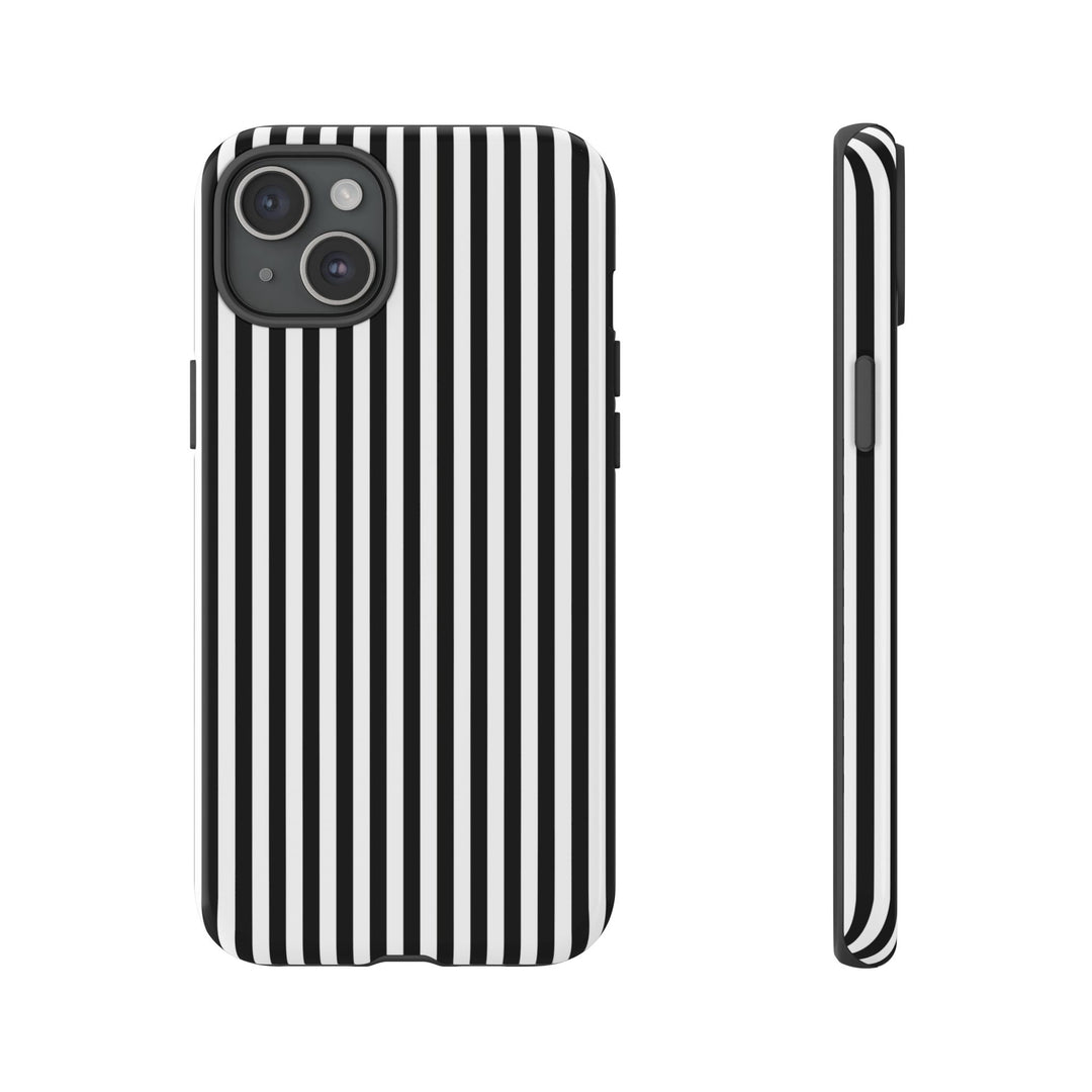 Tough Premium Black White Stripes Phone Case Gift for Her - For Apple iPhone 16 Pro Max 16e iPhone 15 Pro iPhone Iphone 14 Plus 13 Pro 12 SE XR - Studio40ParkLane