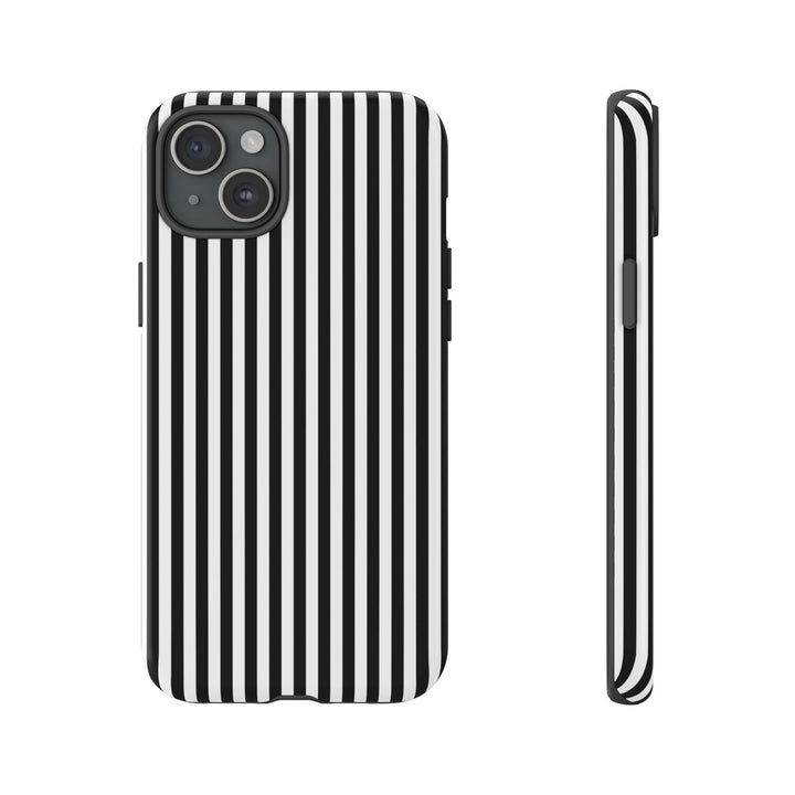 Tough Premium Black White Stripes Phone Case Gift for Her - For Apple iPhone 16 Pro Max 16e iPhone 15 Pro iPhone Iphone 14 Plus 13 Pro 12 SE XR - Studio40ParkLane