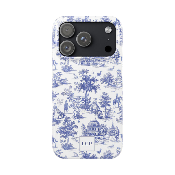 Slim Personalized Slim Blue Vintage French Toile Cute Phone Cases for Iphone 16 Pro Max | iPhone 15 Case | iPhone 15 Pro Max Case, Iphone 14, Iphone 14 Pro Max, Iphone 13 12 11 8 7 - Studio40ParkLane