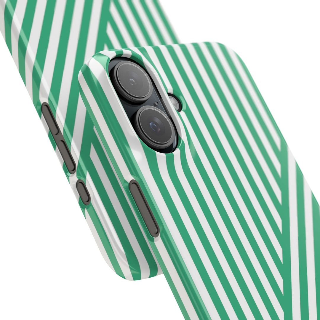 Aesthetic Emerald Stripes Cute Phone Case Sleek Snap - For iPhone 17 Pro Max iPhone 16 Pro iPhone 15 Iphone 14 Plus 13 Pro 12 11 10 Gift
