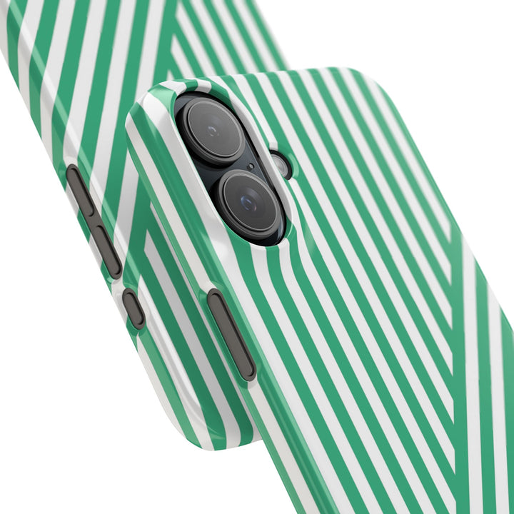 Aesthetic Emerald Stripes Cute Phone Case Sleek Snap - For iPhone 17 Pro Max iPhone 16 Pro iPhone 15 Iphone 14 Plus 13 Pro 12 11 10 Gift
