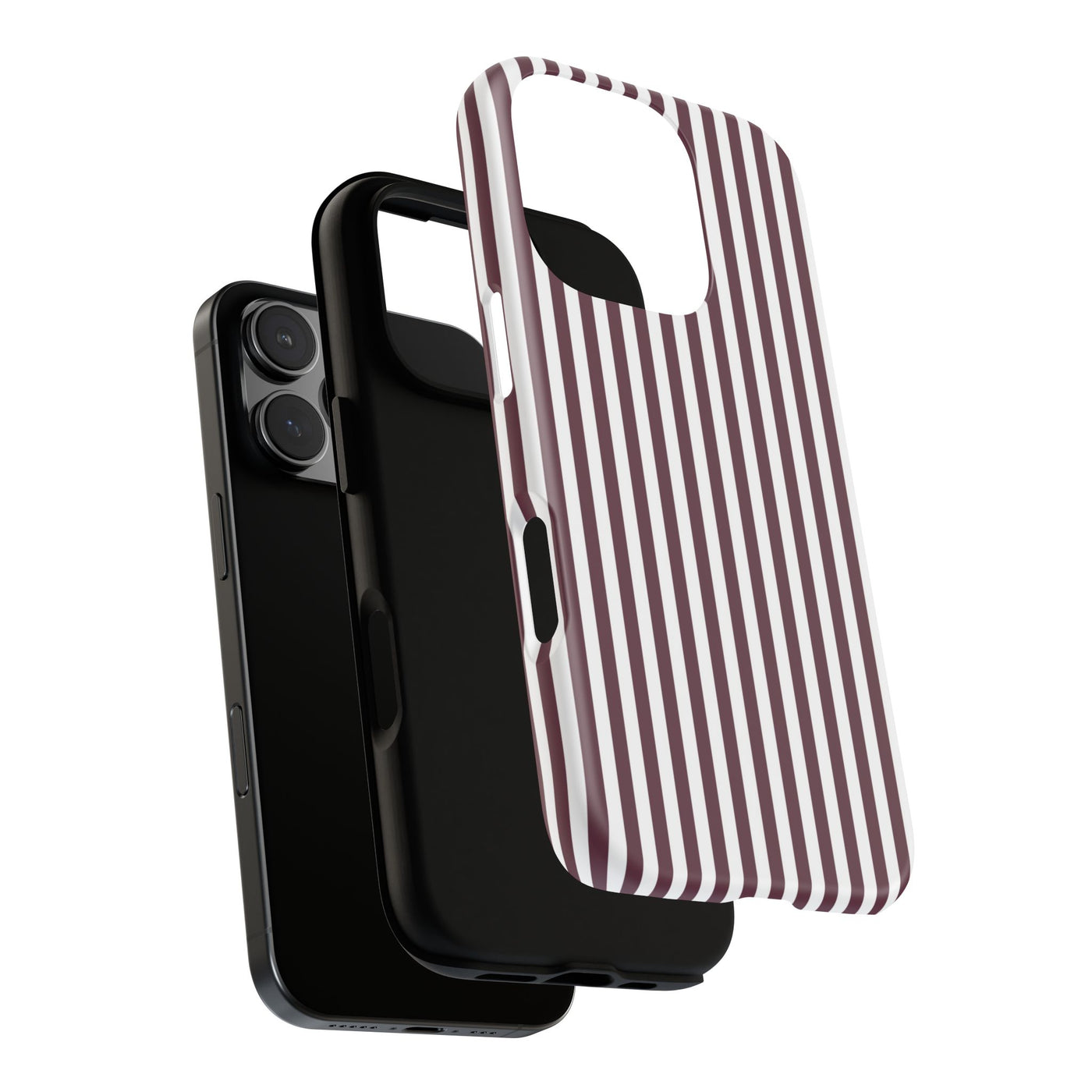 Tough Premium Burgundy Stripes Phone Case Gift for Her - For Apple iPhone 16 Pro Max 16e iPhone 15 Pro iPhone Iphone 14 Plus 13 Pro 12 SE XR - Studio40ParkLane