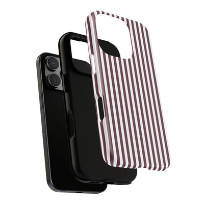 Tough Premium Burgundy Stripes Phone Case Gift for Her - For Apple iPhone 16 Pro Max 16e iPhone 15 Pro iPhone Iphone 14 Plus 13 Pro 12 SE XR - Studio40ParkLane