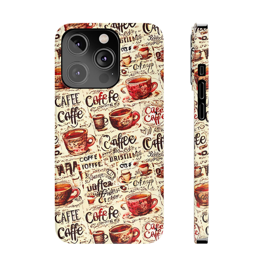 Slim Cute Phone Cases for Iphone - | iPhone 15 Case | iPhone 15 Pro Max Case, Iphone 14 Case, Iphone 14 Pro Max, Iphone 13, Paris Coffee Cup - Studio40ParkLane
