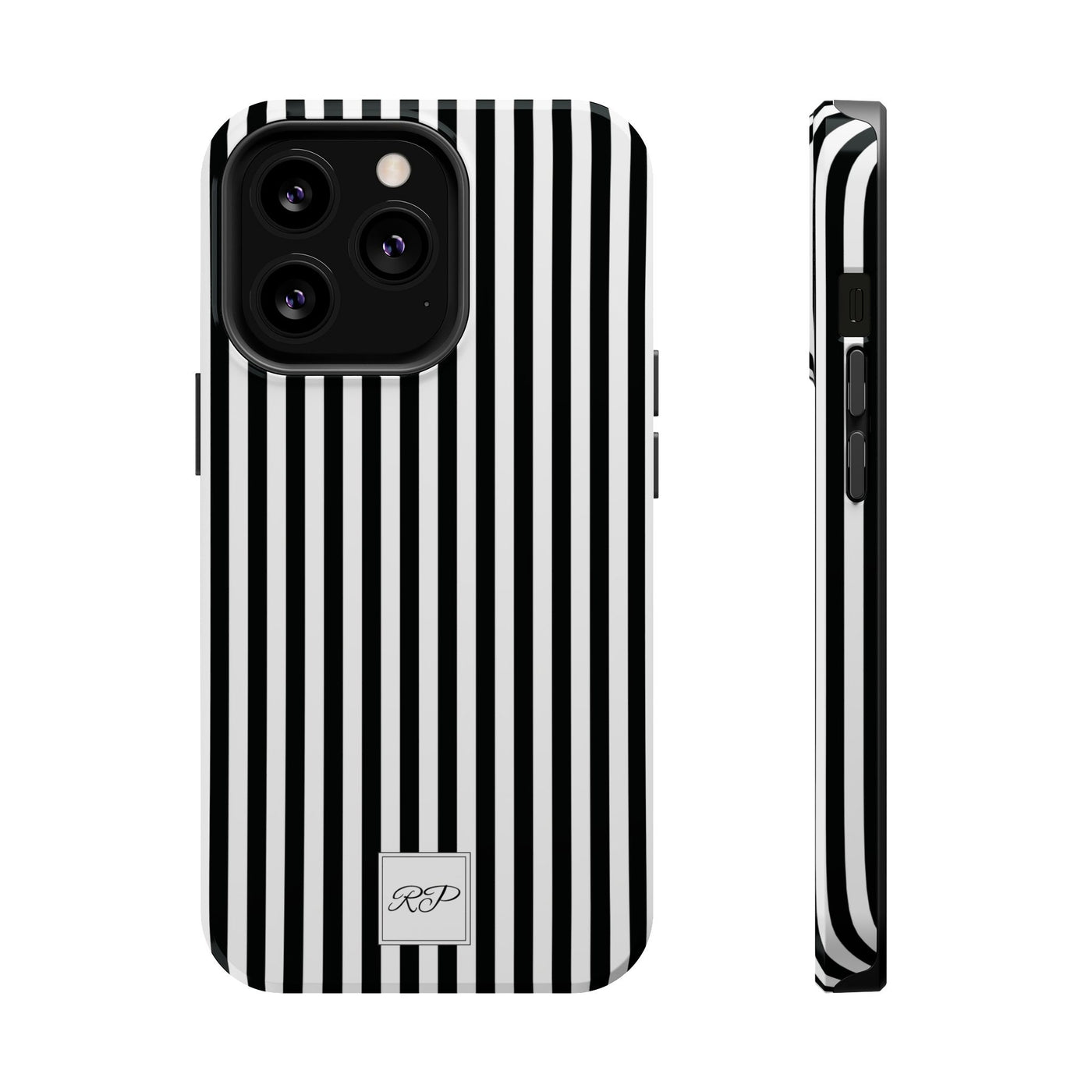 Custom Personalized Black White Striped Magsafe Phone Case for Iphone 17 - | iPhone 16 Pro Max Case | iPhone 15 Case Iphone 14 13 12 11 10 - Studio40ParkLane