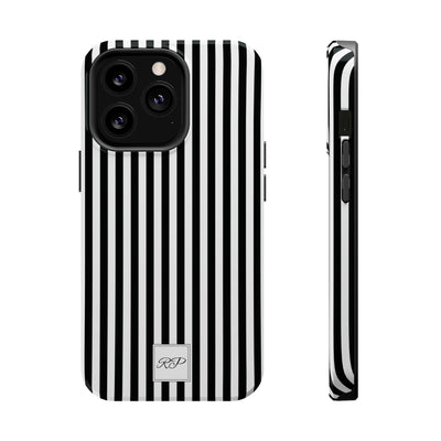 Custom Personalized Black White Striped Magsafe Phone Case for Iphone 17 - | iPhone 16 Pro Max Case | iPhone 15 Case Iphone 14 13 12 11 10 - Studio40ParkLane