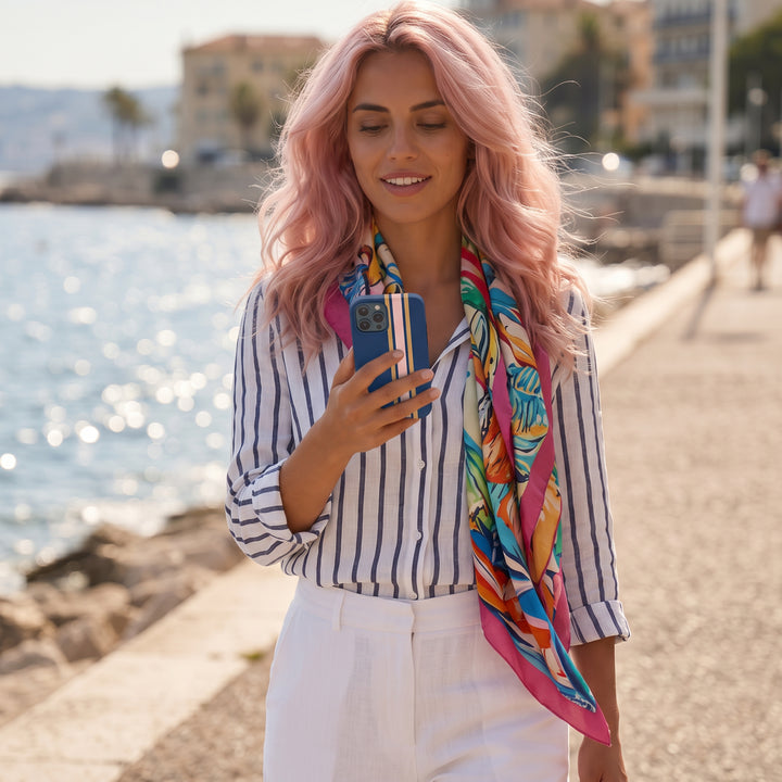 Tough Phone Case Navy Blue Pink Gold Stripe iPhone 18 17 16 15 14 13 12 Pro Max Plus, Samsung Galaxy S26 S25 S24 Ultra Cute Preppy Sport - Studio40ParkLane
